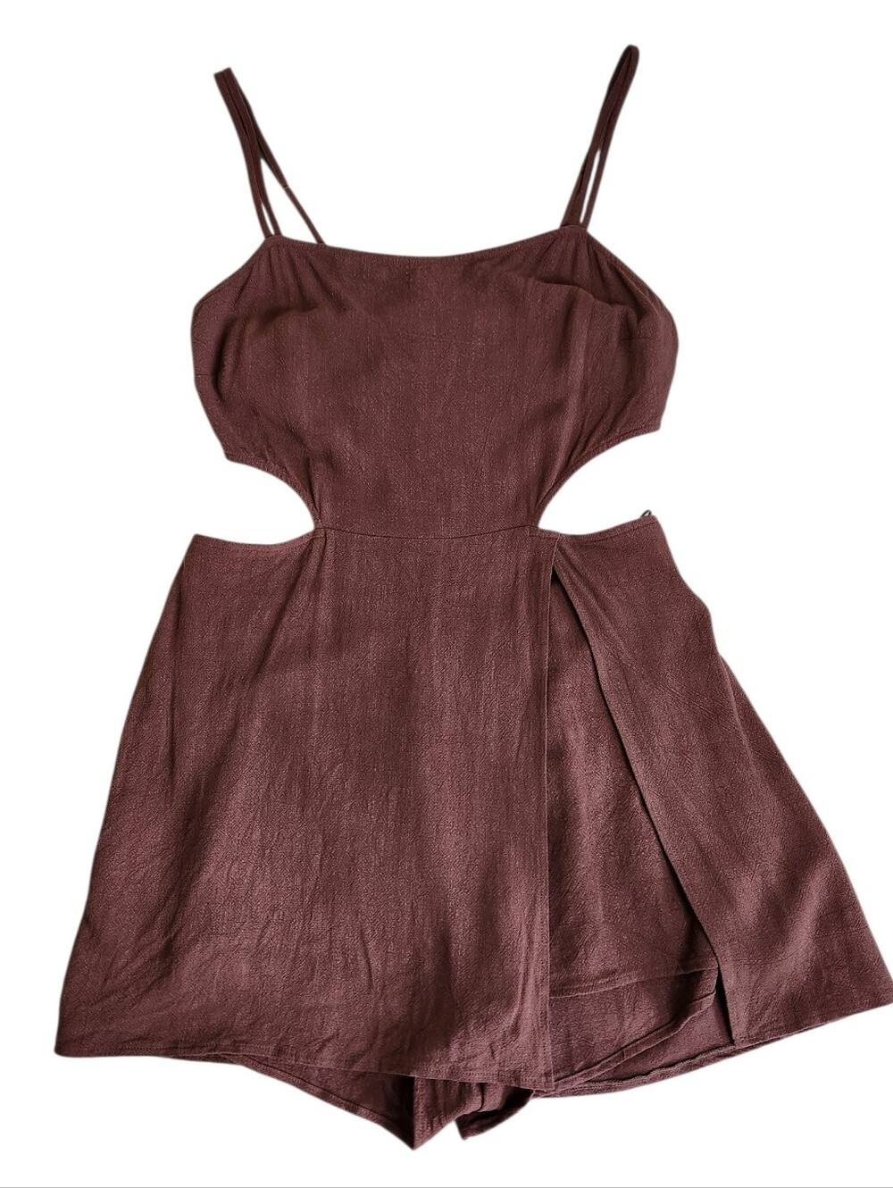 LA Hearts by PacSun brown cutout Linen Blend playsuit romper In Brown Sz Large